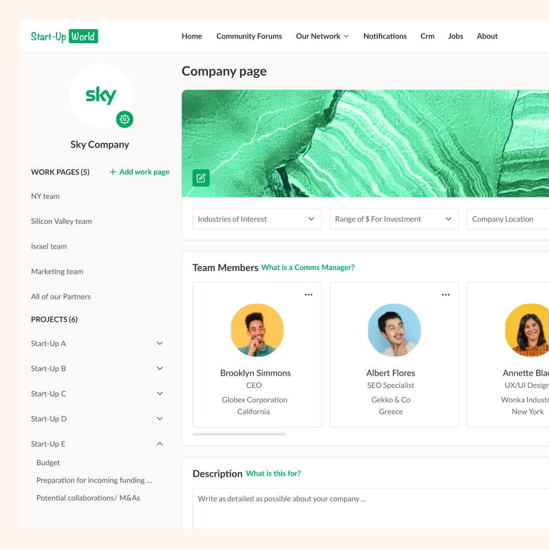 Profile page